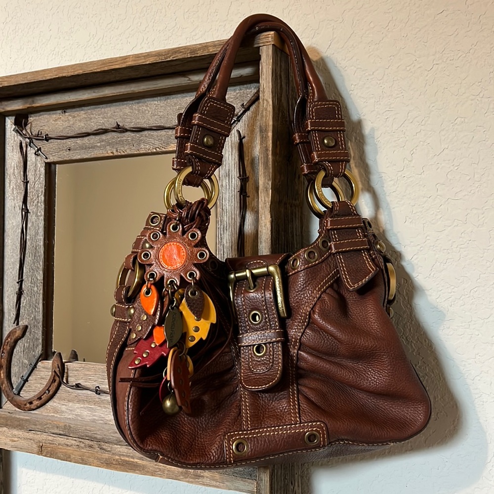 Isabella Fiore Brown Leather Hobo Bag
